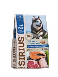 Cухой корм SIRIUS Adult Turkey, beef, salmon, для полноценного ежедневного рациона собак с повышенной активностью
