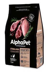 Сухой корм AlphaPet Superpremium lamb and turkey, для стерилизованных кошек с ягненком и индейкой
