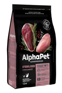 Cухой корм AlphaPet Superpremium duck and turkey, для стерилизованных кошек с уткой и индейкой