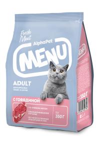 Сухой корм AlphaPet Menu beef, для взрослых кошек с говядиной