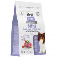 Сухой корм BRIT CARE Mini с индейкой и ягненком для взрослых собак мини пород "Adult Sensitive.Healthy Digestion"
