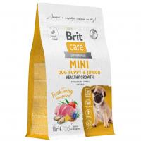 Сухой корм BRIT CARE Mini с индейкой для щенков и молодых собак мини-пород "Puppy&Junior.Healthy Growth"