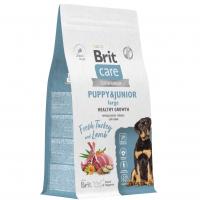 Сухой корм BRIT CARE с индейкой и ягненком для щенков крупных пород "Dog Puppy&Junior Large Healthy Growth"