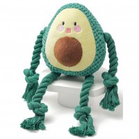 Игрушка Mr.Kranch для собак "Авокадо" плюшевая с канатиками и пищалкой 13,5 см