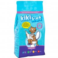 Бентонитовый наполнитель для кошачьего туалета KikiKat супербелый комкующийся, с ароматом лаванды