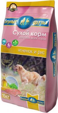 Корм для взрослых собак "Верные друзья" с ягненком и рисом
